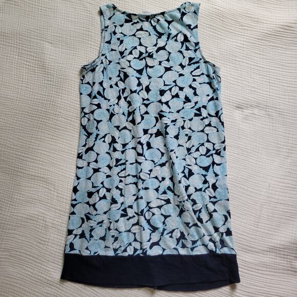 J.Jill Womens Small Blue Seashell Pattern Dress 100% Cotton Short Casual Beachy - Picture 4 of 4